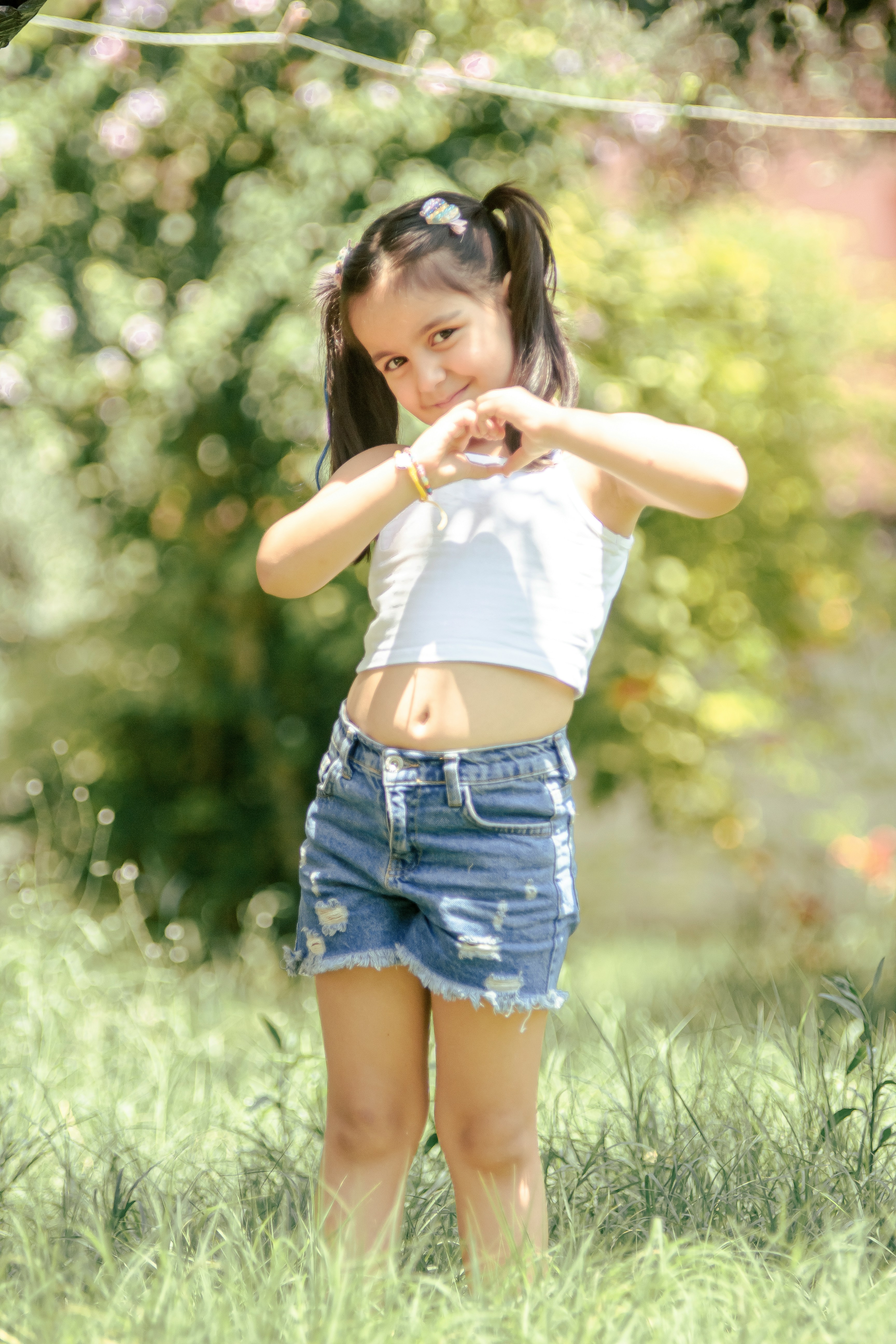 girl in denim shorts